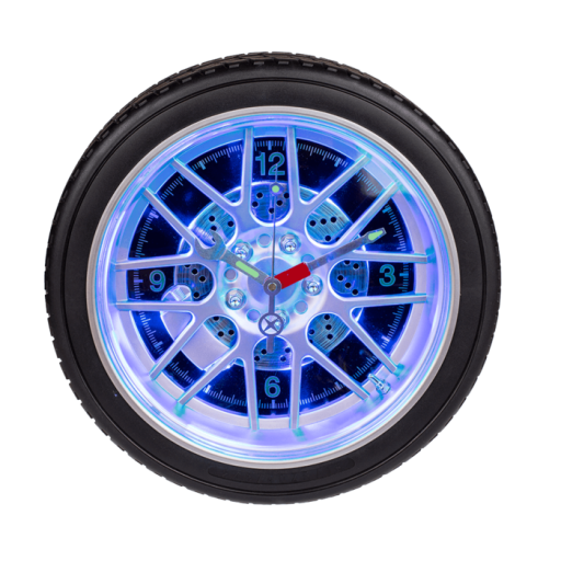 Nástěnné hodiny, pneumatika s 16 LED, průměr 35 cm